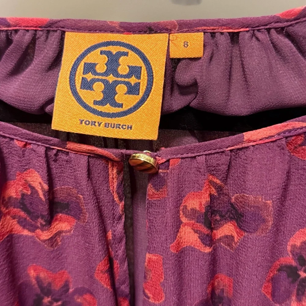 Tory Burch Purple and Red Silk Floral Blouse - Picture 3 of 3